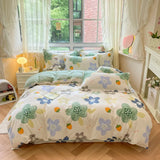 elvesmall Aesthetic Floral Duvet Cover Set Cozy Cotton Home Bedding Set Chic Botanical French Style Comforter Cover Breathable Lightweight