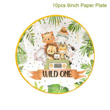 elvesmall Jungle Animals Disposable Tableware Wild One Woodland Safari 1st Birthday Party Decoration Kids Baby Shower Jungle Themed Party