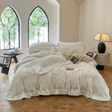 elvesmall  French style home Bed linen soft velvet winter Duvet cover double bed sheets set 5D carved pattern Bedding set Quilt cover set