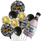 elvesmall 2025 Happy New Year Balloons Banner Rose Gold Number Letter Aluminum Foil Balloon Christmas New Year Eve Party Decor Balls Suppl