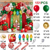 elvesmall Christmas Balloon Garland Arch Kit Red Green Gold Balloons Christmas Party Gift Box Candy Cane Foil Ballon Xmas Party Decoration