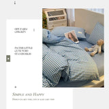 elvesmall  Professional Checkered Retro Grid Comforter Bedding Sets Cotton Bedding Set Bedding Jacquard King Linen Bed Duvet Cover Size