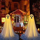 elvesmall 85CM /165CM Outdoor Halloween LED Decoration for Front Porch Patio Spooky Easy to Assemble Halloween Ghosts