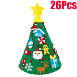 elvesmall  Felt DIY Xmas Tree Christmas Tree Gift with Fairy String Lights Detachable Ornaments Wall Hanging Xmas Decorations Accessories