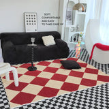 elvesmall  American Vintage Bedroom Bedside Thickened Carpet Fashion Checkerboard Living Room Decoration Carpets Simple Study Cloakroom Rug