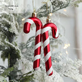 elvesmall 2pcs Christmas Tree Ornaments Snowman Crutch Elk Xmas Tree Pendant Christmas Decoration for Home New Year Gifts Kids Toys