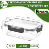 elvesmall Glass Food Storage Containers with Lids Airtight, Glass Meal Prep Container, Pantry Organizers and Storage, Glass Lunch Boxes