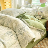 elvesmall Rural Style Bedding Set Fresh Floral Four Piece Set  Girl Heart  Double-layer Gauze   New Meeting Duvet Cover