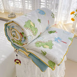 elvesmall Washed Double Gauze Spring Summer Quilt Queen Grade A Lightweight Comforter Soya Fibre Filling Soft Breathable Summer Blanket