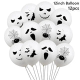 elvesmall 12pcs Halloween Ghost Balloons Spider Witch Bat Pumpkin Skeleton Horror Happy Halloween Party Decoration Carnival Party Supply