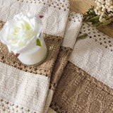 elvesmall Boho Table Runner for Home Decor Macrame Cream & Brown Farmhouse Table Runner with Tassels for Bohemian Dining Bedroom Decor