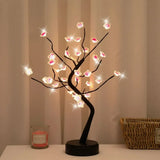 elvesmall Home Decoration USB/Battery Powered Touch Switch Warm White Artificial Bonsai Cherry Blossom Desktop Tree LED Lamp  Night Lamp