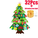 elvesmall  Felt DIY Xmas Tree Christmas Tree Gift with Fairy String Lights Detachable Ornaments Wall Hanging Xmas Decorations Accessories