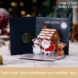 elvesmall 3D Pop UP Santa Cards Folding Merry Christmas Greeting Cards Xmas Gift for New Year Blessing Postcard Thank You Cards Decoration