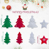elvesmall 4/8pcs Christmas Knife Fork Holder Felt Xmas Tree Star Shape Pocket Cutlery Bag New Year Party Dinner Table Decoration Organizer