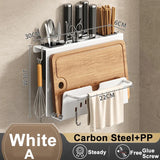 elvesmall  Multi-function Kitchen Knife Holder  Wall-mounted  Chopsticks Tube Rack Drain Integrated Storage Organizer Knives Hanger Hooks