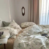 elvesmall  Korean Retro Floral King Size Bedding Set 100% Cotton Home Textile Bedding Sets Soft Single Double Duvet Cover Set with Sheets
