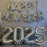 elvesmall 2025 Happy New Year Balloons Banner Rose Gold Number Letter Aluminum Foil Balloon Christmas New Year Eve Party Decor Balls Suppl