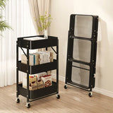 elvesmall Folding Storage Rack Trolley Kitchen Bathroom Bedroom Multi Storey Snacks Shelving Organizer Carts Mobile Trolley Storage Rack