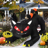 elvesmall Halloween Inflatable 1.8m Black Cat Toy Shakes Head Ghost LED Lights Indoor Outdoor Yard Airblown Decoration Fun Party Display