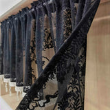 elvesmall Black Lace Short Curtain for Cabinet Kitchen Sheer Voile Drape With Tassel Beads Partition Dustproof Study Blinds