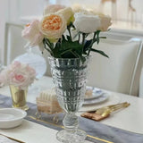 elvesmall  Nordic Simple Embossed High Glass Vase Transparent Living Room Flower Arrangement Hotel Wedding Wind Lamp Ins Decoration