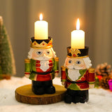 elvesmall  European Nutcracker Candlestick Decoration Ins Wind Home Living Room Desktop Decoration Candle Stand Christmas Resin Decoration
