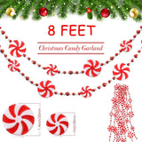 elvesmall  2.4 Meter Christmas Tree Acrylic Red Green Candy Beaded Decoration Chain Pendants Christmas Tree Hanging Xmas Party Favors
