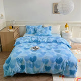 elvesmall Printed 100% Cotton Bedding Set King Size Skin Friendly Pure Cotton Duvet Cover Set with Sheets Quilt Covers Pillowcase Bed Sets