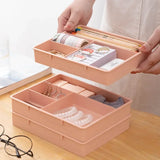elvesmall Desk Drawer Organizer Desk Sundries Stationery Storage Box Bin Cosmetics Makeup Organizer Home Office Drawer Divider Container