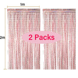 elvesmall  2Pack Foil Curtain Backdrop Silver Metallic Tinsel Foil Fringe Curtains for Birthday Wedding Baby Shower Disco Party Decorations