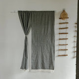 elvesmall Door Curtain Japanese Style Cotton Linen Jacquard Striped Partition Curtain for Kitchen Living Room Bedroom Decorative Curtain