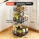 elvesmall  Rotatable Kitchen Storage Rack kitchen Accessories Spice Storage Rack Clean Storage 360 Degrees Rotatable Organizer Turntable