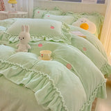 elvesmall Winter Velvet Duvet Cover Set Thick Warm Double-sided Plush Quilt Cover Bed Sheet Pillowcase Home Textile Bedding Set 4pcs
