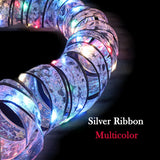 elvesmall  Christmas Decoration LED Ribbon Fairy Lights Christmas Tree Ornaments for Home 2023 DIY Bows Light String Navidad New Year