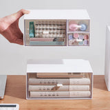 elvesmall Drawer-type Transparent White Desktop Stationery Large Storage Box Organizer Plastic Cosmetic Lipstick Storage Box Drawer Holder