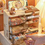 elvesmall Cute Stationery Storage Box Organizer Multi-funct Desktop Drawer Oblique Pen Holder Office Organization Dust-proof Storage Rack