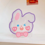 elvesmall Kawaii Transparent Acrylic Pen Holder Desktop Organizer INS New Fashion Cute Bear Bunny Office Stationery Cosmetics Storage Box