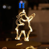 elvesmall LED Christmas Snowflake Light Santa Hanging Sucker Lamp Window Ornaments Decoration for Home Xmas Navidad New Year Decor