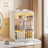 elvesmall Cosmetics Storage Box Light Luxury Led Light Mirror Dust Belt Drawer Skincare Organizer Large Capacity Vanity Table Home Storage