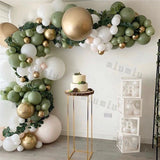 elvesmall  Retro Green Balloon Garland Arch Kit Wedding Birthday Balloons Decoration Party White Balloons For Baby Shower Decor Supplies