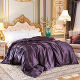 elvesmall Solid Color Bedding Set with Silk Duvet Cover Bed Sheet Pillowcase Luxury Satin Bedsheet King Queen Double Twin Size