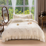 elvesmall  Silky Bedding for Home Luxury Bedsheets Set with Pillow Case Lace Style Bedclothes постельное белье Skin-friendly Bed Linen Sets