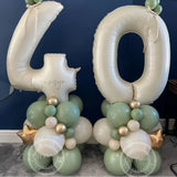 elvesmall  1set Creamy Number Balloon Tower Avocado Green Balloons Set For Adult 30 40 50 Birthday Party Decoration Kids Birthday Supplies