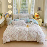 elvesmall Elegant Floral Duvet Cover Set Vintage Farmhouse Queen Size Bedding 100% Cotton Ultra Soft Comforter Cover with Hidden Zipper