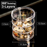 elvesmall Transparent Rotating Dustproof Jewelry Box Multilayer Bracelet Earring Hairpin Jewelry Display Rack Storage Box Organizer Case