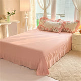 elvesmall Fashion Flower Bedding Set Bed Sheet Cute Princess AB Double Sided Ruffle Flower Quilt Cover Pillowcase Bedclothes Home Textiles