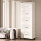 elvesmall Multi-Layer Folding Storage Cabinet, Double Door Storage Box, Transparent Shelf, Home and Bathroom