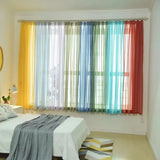 elvesmall Free Customization Sheer Tulle Curtains Shading Heat Insulation Pure Color Rod Pocket for Bedroom Living Room Voile Window