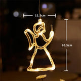 elvesmall LED Christmas Snowflake Light Santa Hanging Sucker Lamp Window Ornaments Decoration for Home Xmas Navidad New Year Decor